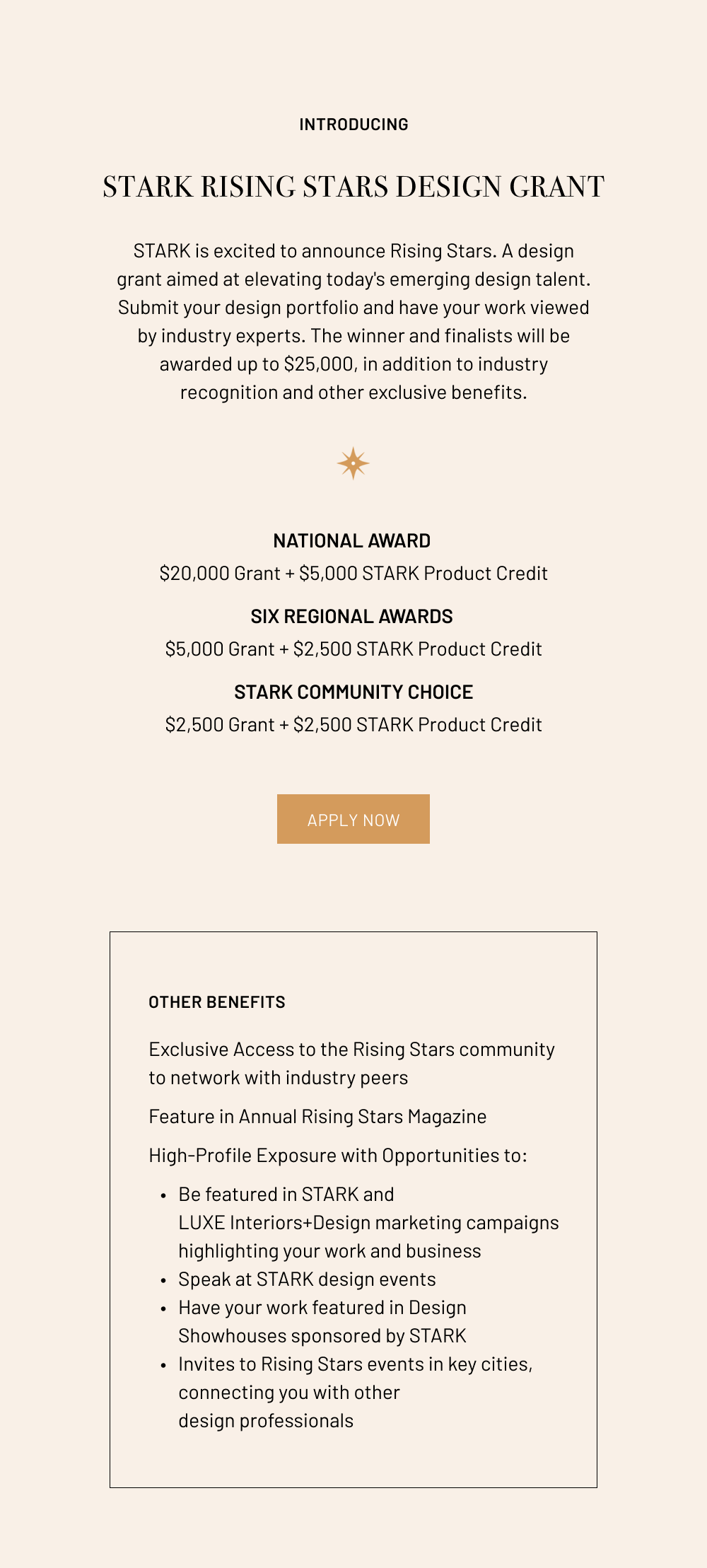 Rising Stars Design Grant Award Information