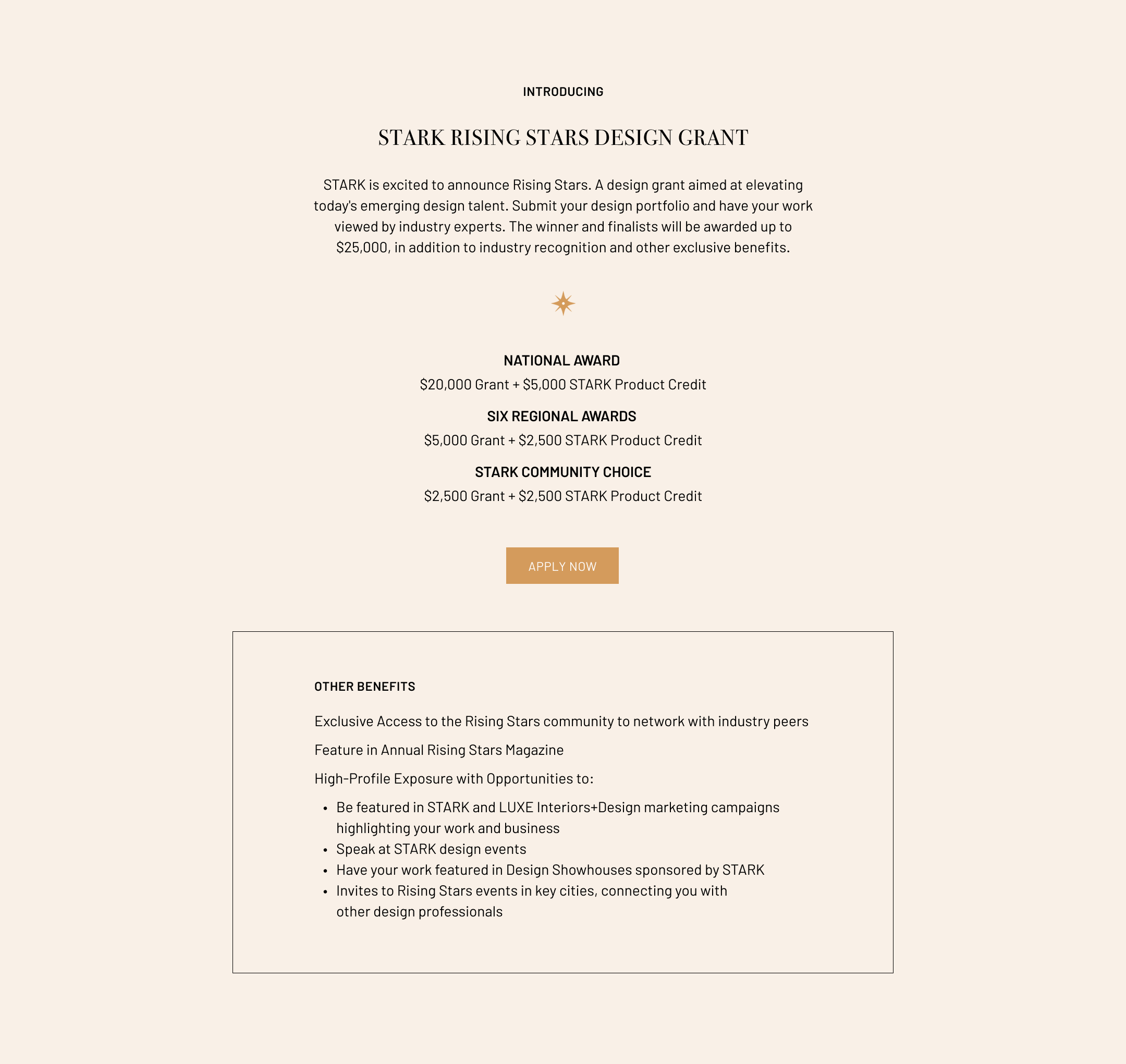 Rising Stars Design Grant Award Information