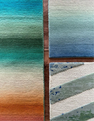 Multicolored rug samples