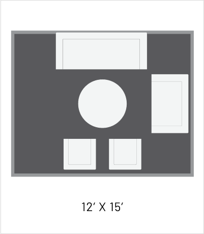 12x15 Rug Sizing and Placement Diagram
