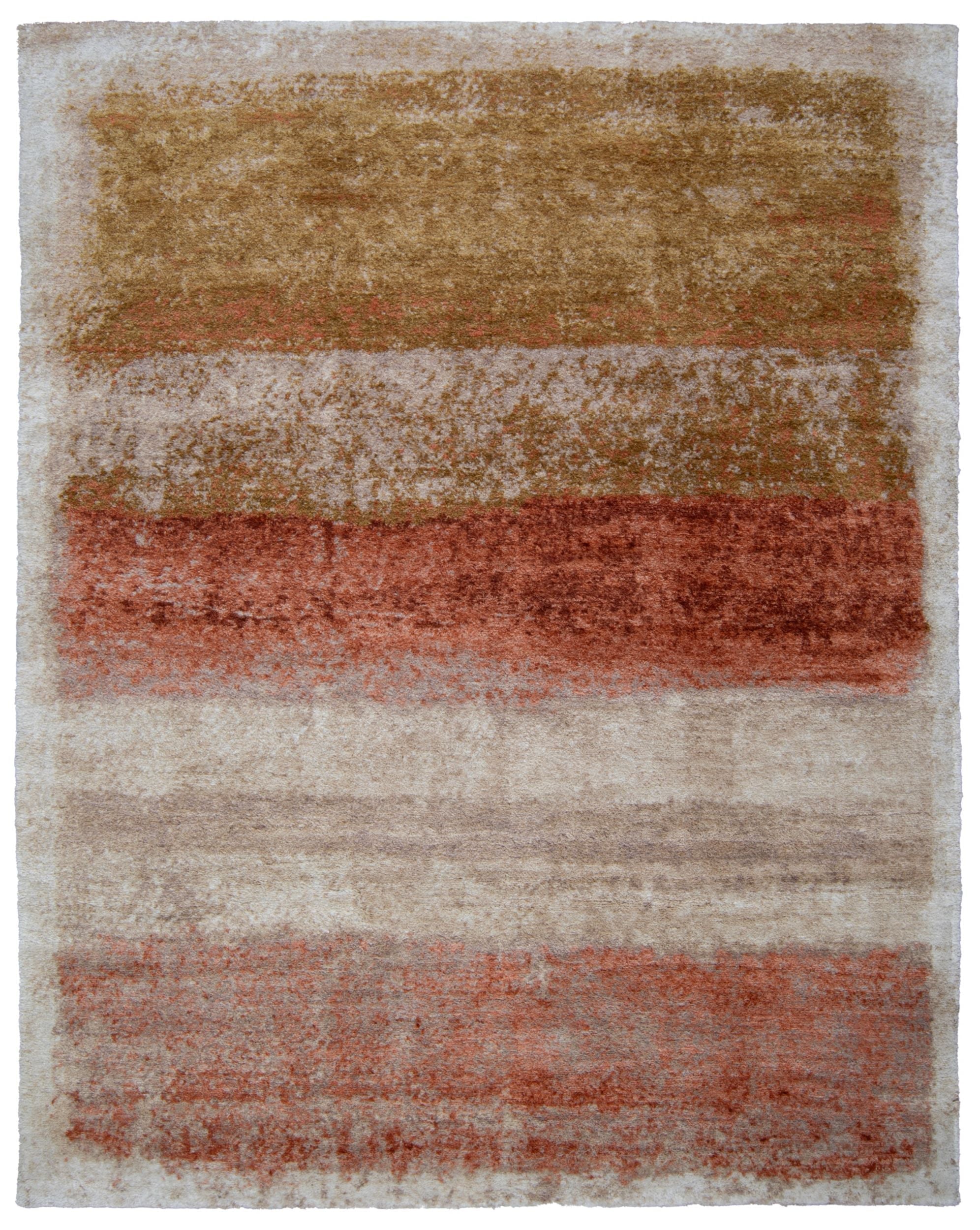 Red, brown and white designer rug