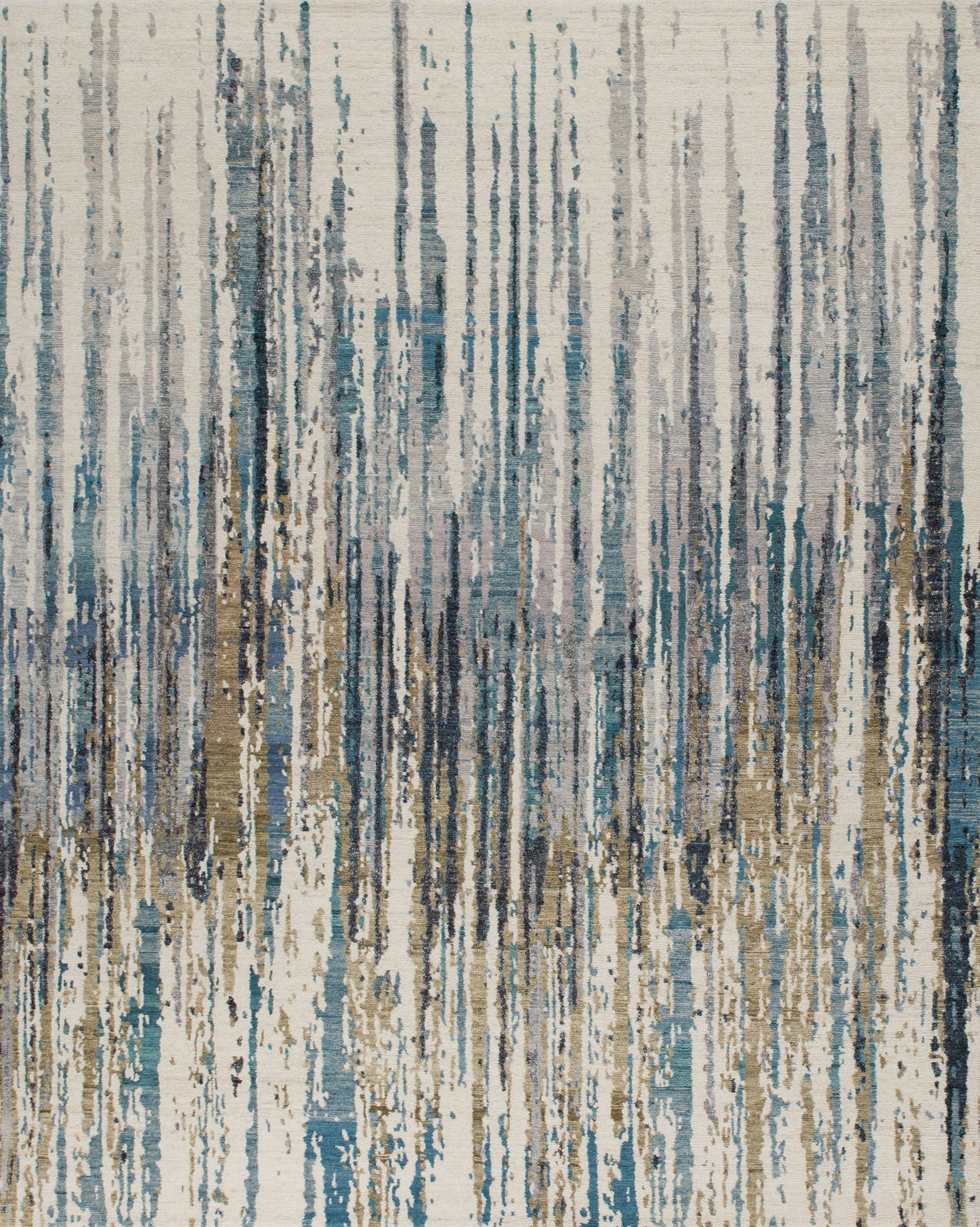 Full contemporary multi-colored designer rug 