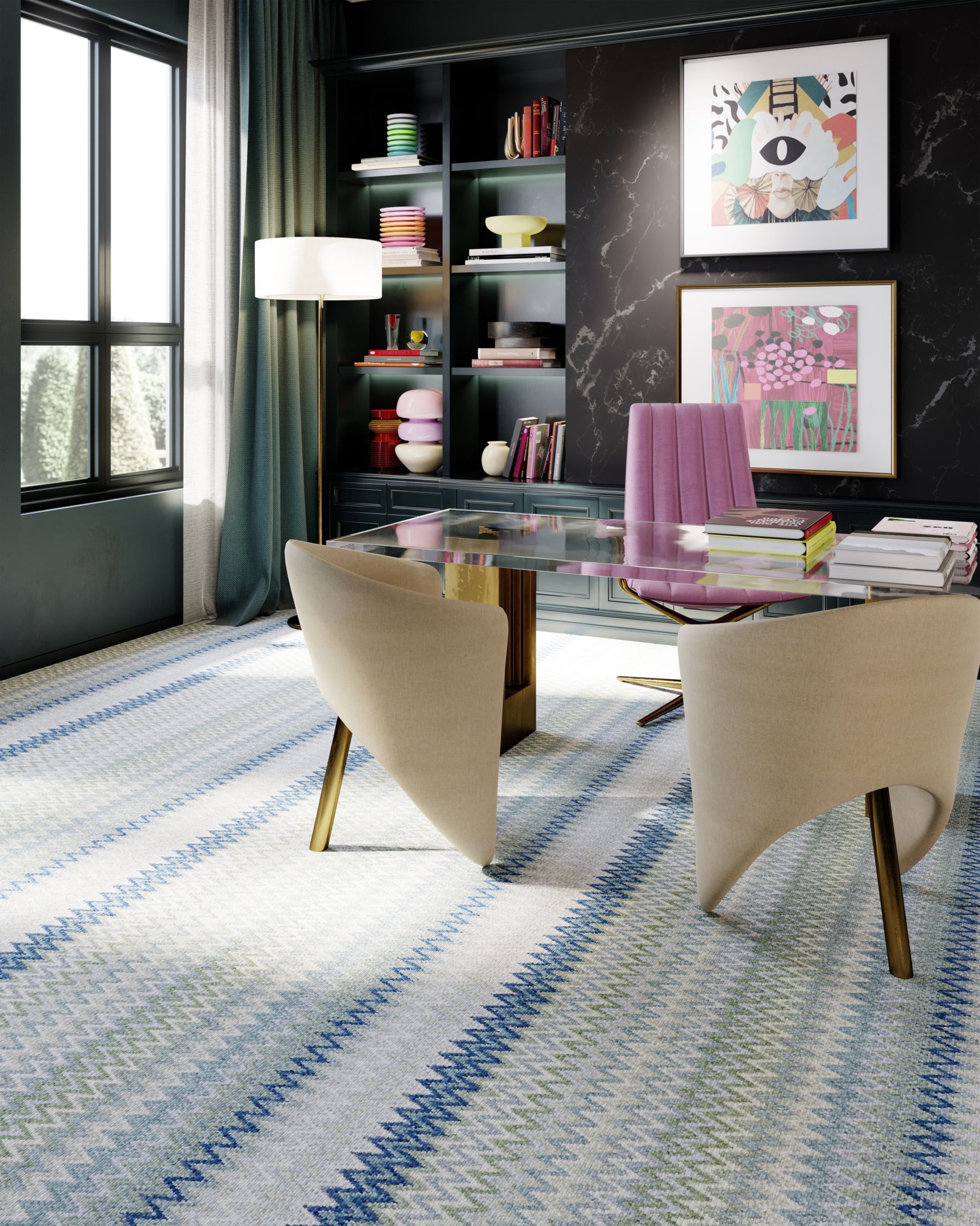 MISSONI Vasto 100% Wool Flatweave Geometric Carpet