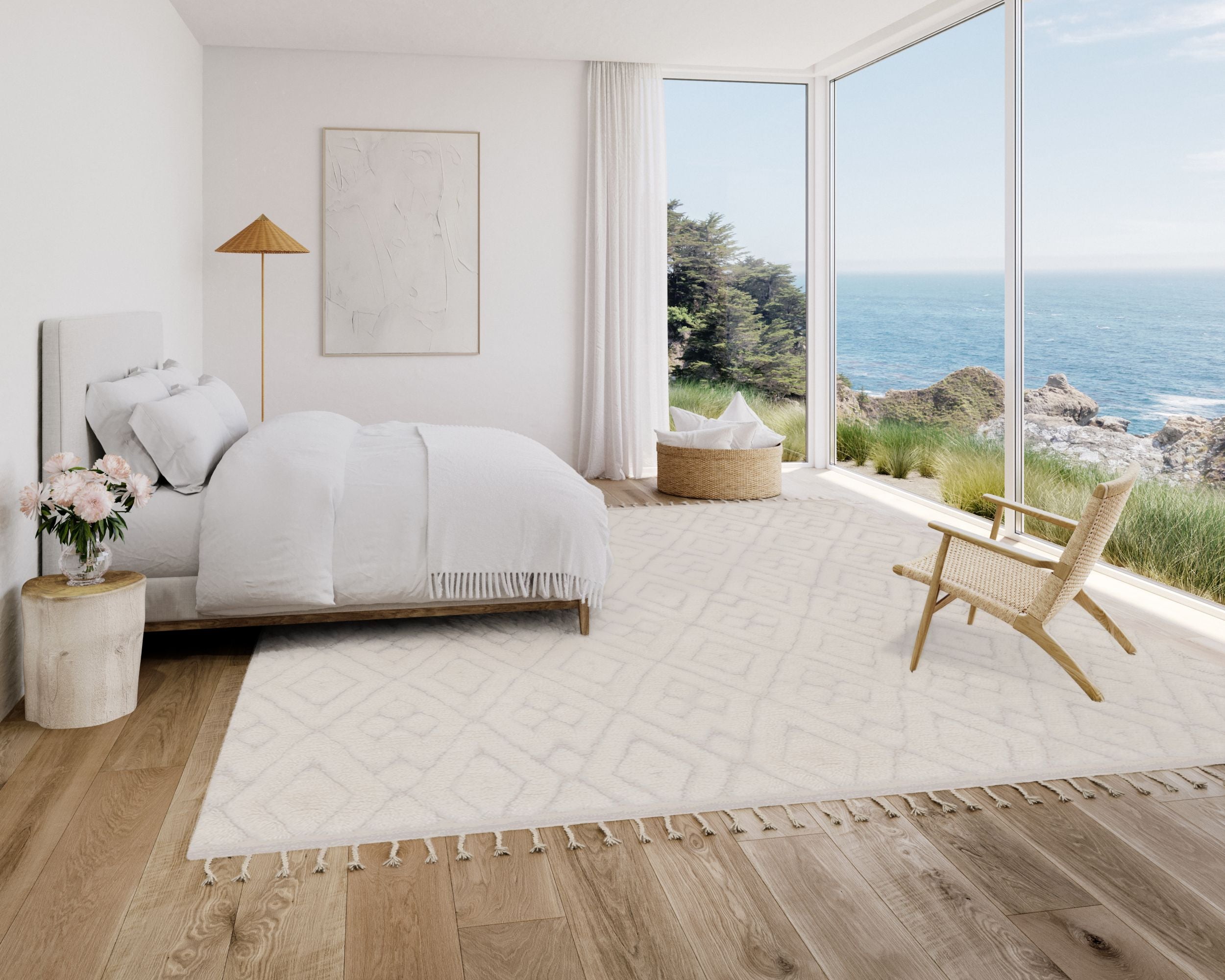 Gemi 6x9 Textured Snow White Rug