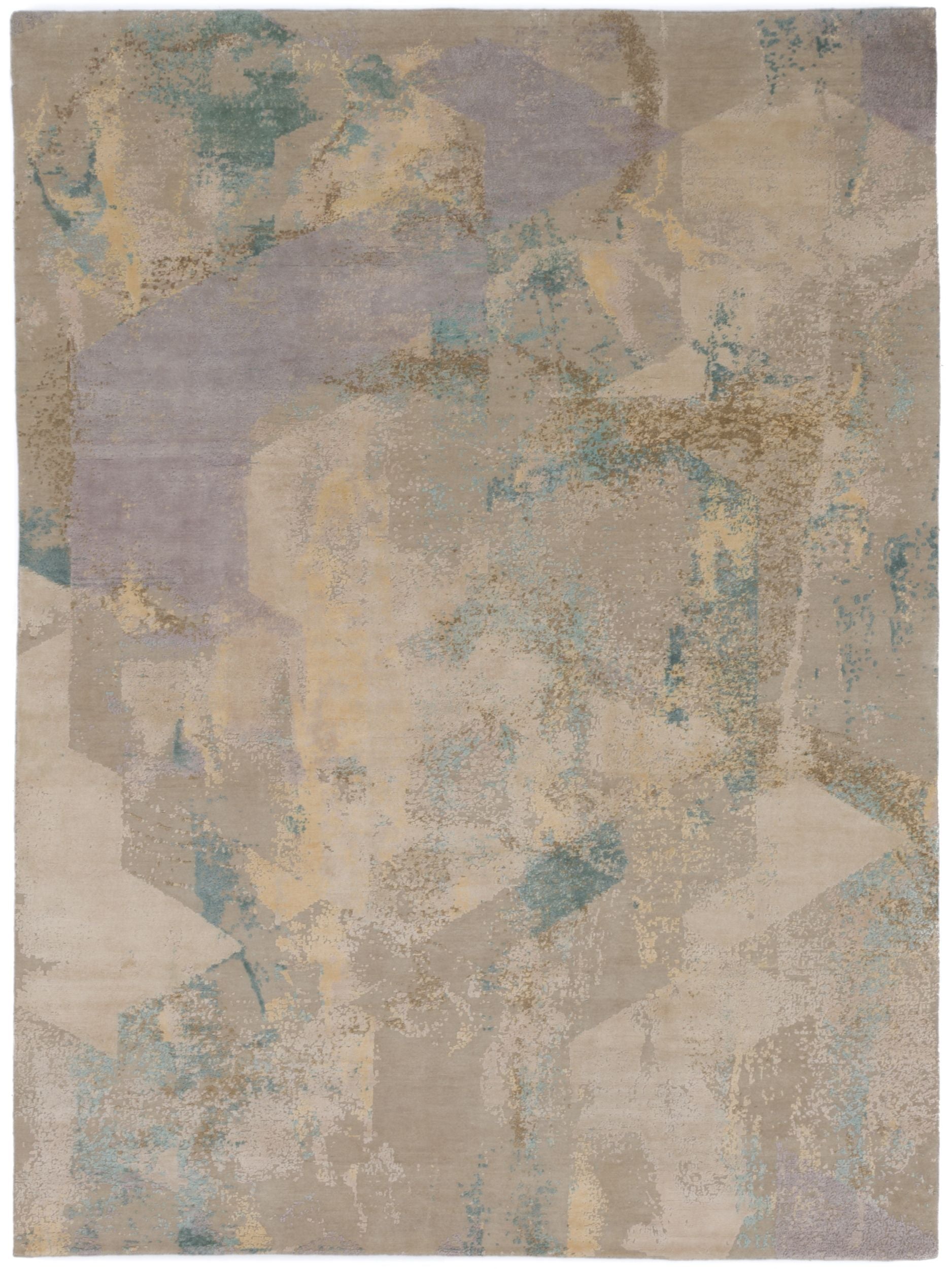 Aldonza Hand-Knotted Wool/Silk Blend Rug with Abstract Design
