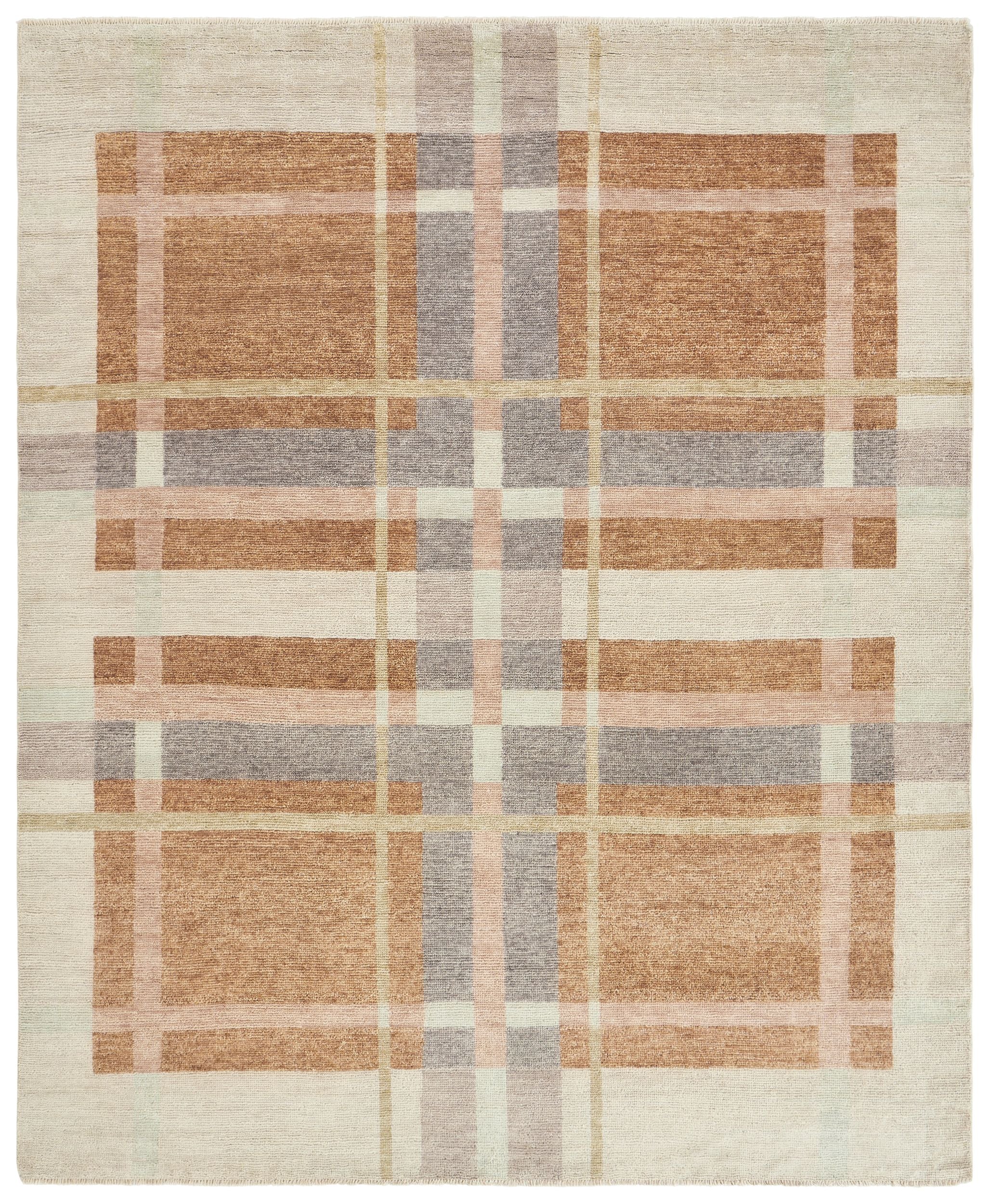 STARK Jocosa Hand-Knotted Tailored Plaid & Stripes Rug
