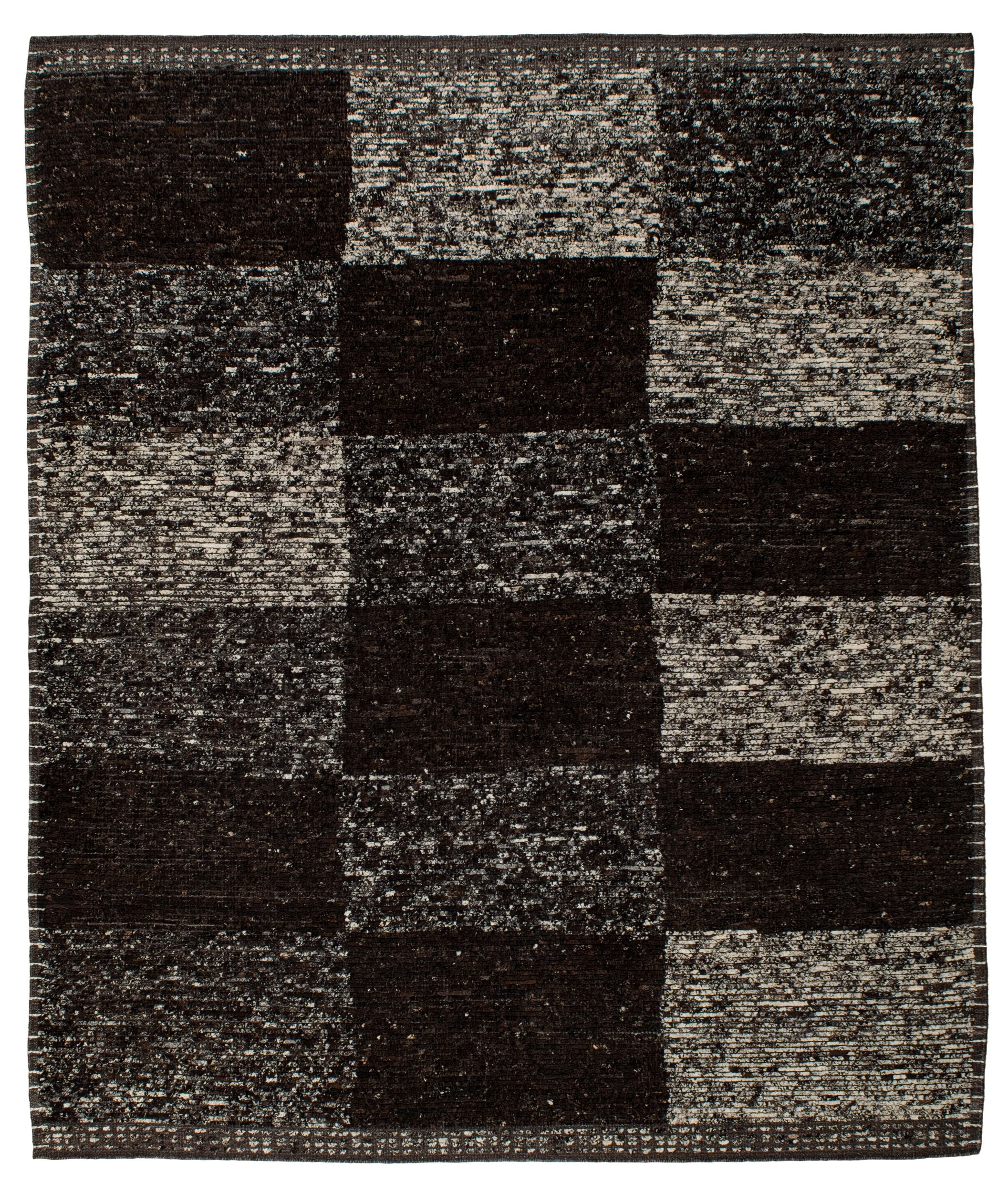Muskan 8x10 Espresso Black Checkered Area Rug